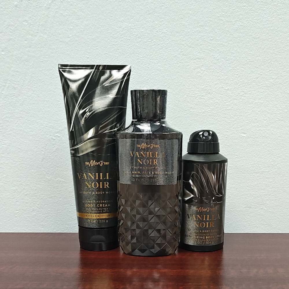Bath & Body Works Men's VANILLA NOIR 3 Piece Bundle Set